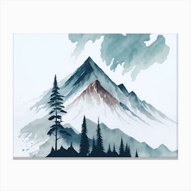 Mountain And Forest In Minimalist Watercolor Horizontal Composition 265 Canvas Print