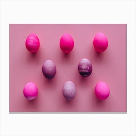 Easter Eggs On Pink Background 5 Canvas Print