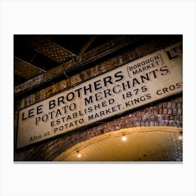 Lee Brothers Sign at Borough Market in London // Travel Photography Canvas Print