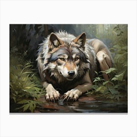 Wolf Hiding In The Shrubland Canvas Print