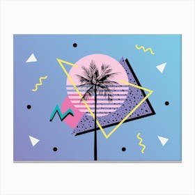 Memphis Pattern Retro Vaporwave 80s Nostalgia Palmtree Artwork Canvas Print