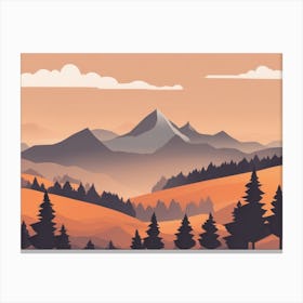 Misty mountains horizontal background in orange tone 153 Canvas Print