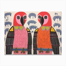 Macaw 1 Folk Style Animal Illustration Canvas Print