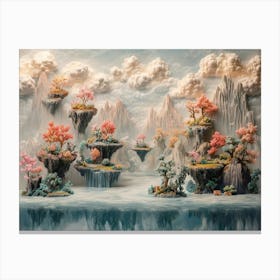 3d Featuring Fantastical Floating Islands and Ethereal Flora Canvas Print