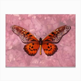 Mechanical Butterfly The African Giant Swallowtail Papilio Antimachus On A Pink Background Canvas Print