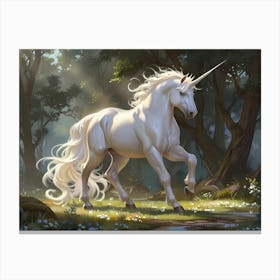 Unicorn In The Forest 5 Canvas Print