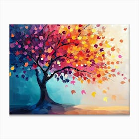 Elegant Colorful Tree with Vibrant Leaves Hanging Branches 12 Canvas Print