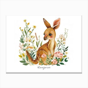 Little Floral Kangaroo 1 Poster Canvas Print