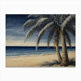 Palm Trees On The Beach 3 Canvas Print