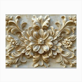 3d Stone Carving Artwork Of An Intricate Floral Pattern Canvas Print