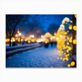 Christmas Lights In The Snow Canvas Print