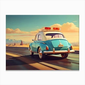 Retro Car At Highway 08 Canvas Print