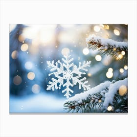 Abstract Decoration Of A Snowflake Structure Dominated By A Sparkling Excessively Blinding Whitenes Canvas Print