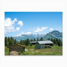 A view of the Mont Blanc from Col de Roselend in the french alps - summer mountain in France nature and travel photography by Christa Stroo Photography Canvas Print