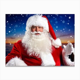 A Traditional Santa Claus Costume With Vivid White Fur Accents Bright Red Coat Velvet Hat And Flu (6) Canvas Print