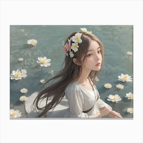 Asian Girl In Water 2 Canvas Print
