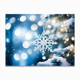 Abstract Decoration Of A Snowflake Structure Dominated By A Sparkling Excessively Blinding Whitenes (3) Canvas Print