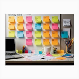 Calendar Brimming With Multicolored Post It Notes Varying Sizes Each Inscribed With Urgent Reminde (5) Canvas Print