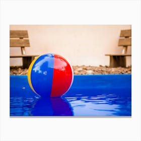 Colorful Beach Ball Floating In Pool 1 Canvas Print