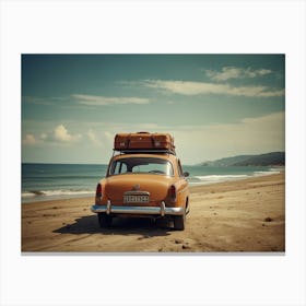 Vintage Car On The Beach Canvas Print