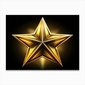 Golden Star With 3d Effect And Glowing Highlights Canvas Print