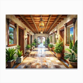 Spanish Style Courtyard Canvas Print