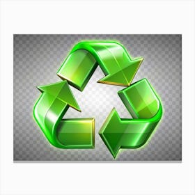 Green 3d Recycle Symbol On A Transparent Background Canvas Print