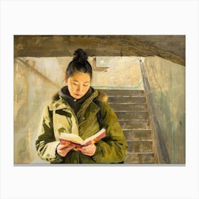 Girl Reading A Book 7 Canvas Print