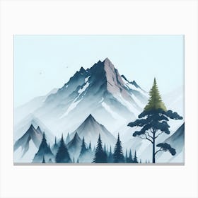 Mountain And Forest In Minimalist Watercolor Horizontal Composition 396 Canvas Print