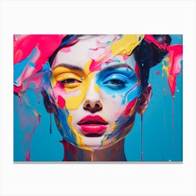 Abstract Painting Girl With Paint On Face Canvas Print