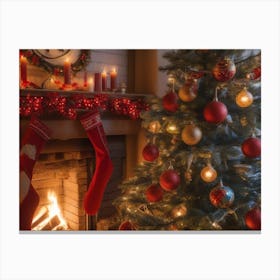 Christmas In The Living Room Canvas Print