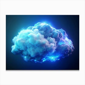 Blue Glowing Cloud On A Dark Background Canvas Print