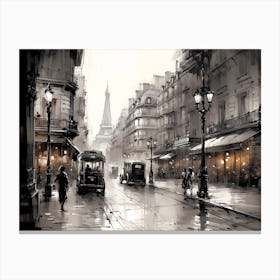 Streets Of Paris 1920s Style Sketch Canvas Print