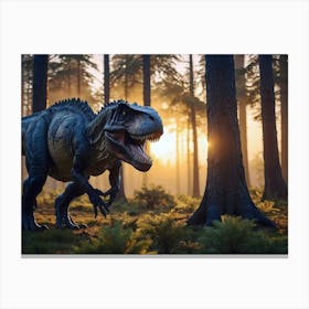 T-Rex In The Forest Canvas Print