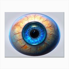 Close Up Of A Realistic Blue Eye With Visible Blood Vessels Canvas Print