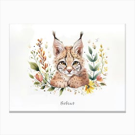 Little Floral Bobcat 4 Poster Canvas Print