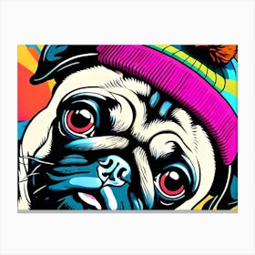 A Pug In A Color Popping Hat 2 Canvas Print