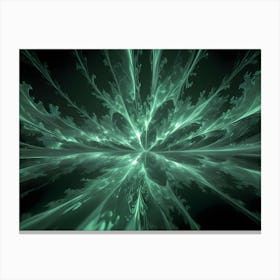 A Beautiful Abstract Image Of Glowing Green Fractal Shapes That Resemble Delicate Branches Or Flowing Tendrils, Creating A Sense Of Nature, Energy, And Ethereal Beauty Canvas Print