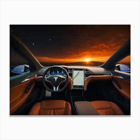Interior Of Tesla Model S Canvas Print