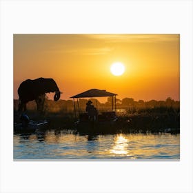 Sunset With An Elephant And A Photographer At The Chobe River In Botswana Toile