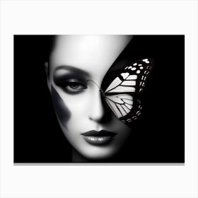 Monochromatic Butterfly Face Canvas Print