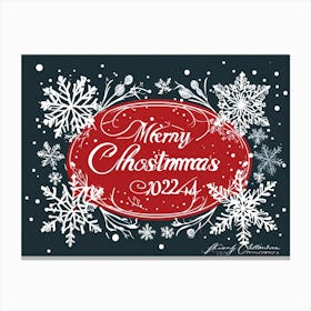 Calligraphic Christmas Greeting Card Featuring Ornate Cursive Script With Hand Drawn Lettering Of (1) Canvas Print