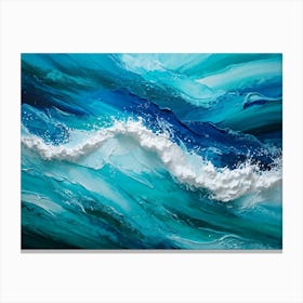 Abstract Turquoise Waves Cresting With A Tangible Sense Of Fresh Nautical Texture Imply Movement D (1) Canvas Print