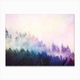 Rainbow Forest Fog Pacific Northwest Canvas Print