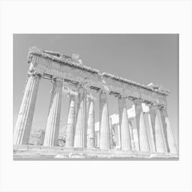 Black And White Acropolis Parthenon Temple Canvas Print