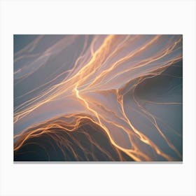 Abstract Background With Glowing, Orange Lines Flowing And Swirling, Resembling Energy Or Data Streams Canvas Print