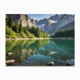 Mountain Lake - Mountain Lake Stock Videos & Royalty-Free Footage Canvas Print