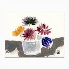 Watercolor Flowers In A Vase Canvas Print