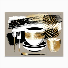 Gold And Black 91 Canvas Print