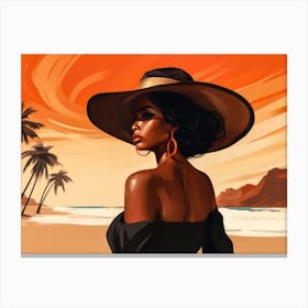 Illustration of an African American woman at the beach 92 Canvas Print